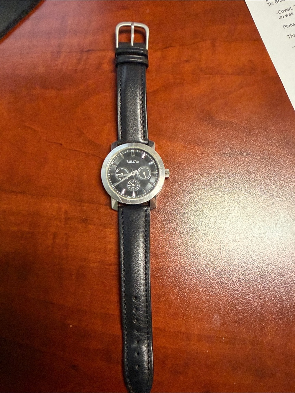 Bulova Black Dial Silver-Tone Case Men's Watch
